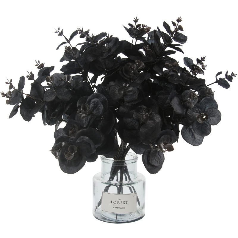 Tinsow 5 Pcs Black Artificial Eucalyptus Stems Faux Eucalyptuses Branches Black Leaf Halloween Centerpiece Halloween Home Decor (Black, 5) - Image 1